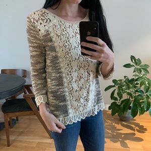 Knit and lace Anthropologie sweater